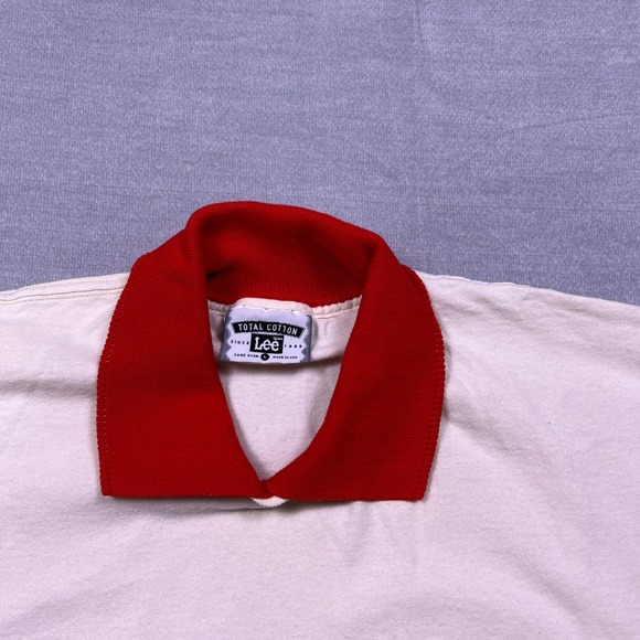 Vintage Lee Total Cotton Cardinal‎ Bird Graphic Polo Shirt Women Sz L Red Collar - Picture 6 of 9